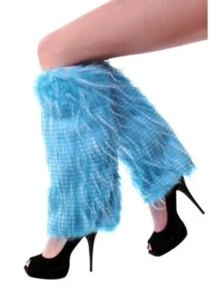 Beenwarmers Pluche Strepen Turquois