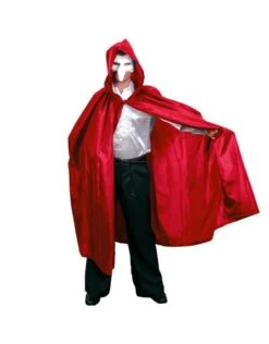 Cape Satijn Luxe Met Capuchon Rood