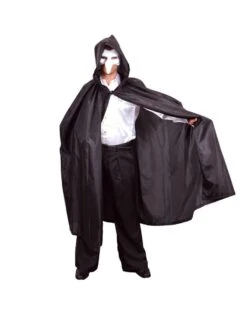 Cape Satijn Luxe Met Capuchon Zwart