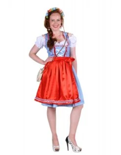 Dirndl Jurk ''Lisa'', Blauw-Rood -Vakantie Kledingwinkel dirndl jurk lisa blauw rood 3