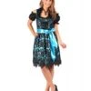 Dirndl Jurk ''Viktoria'', Zwart-Turquoise