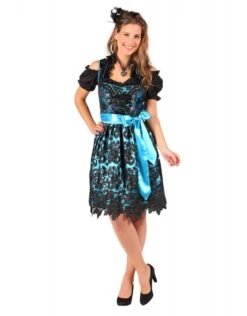 Dirndl Jurk ''Viktoria'', Zwart-Turquoise
