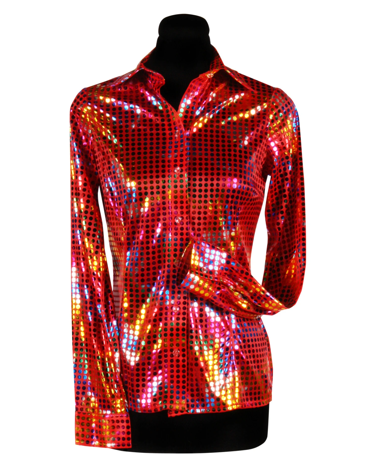 Disco Shirt Dame, Rood 1 Disco Shirt Dame, Rood
