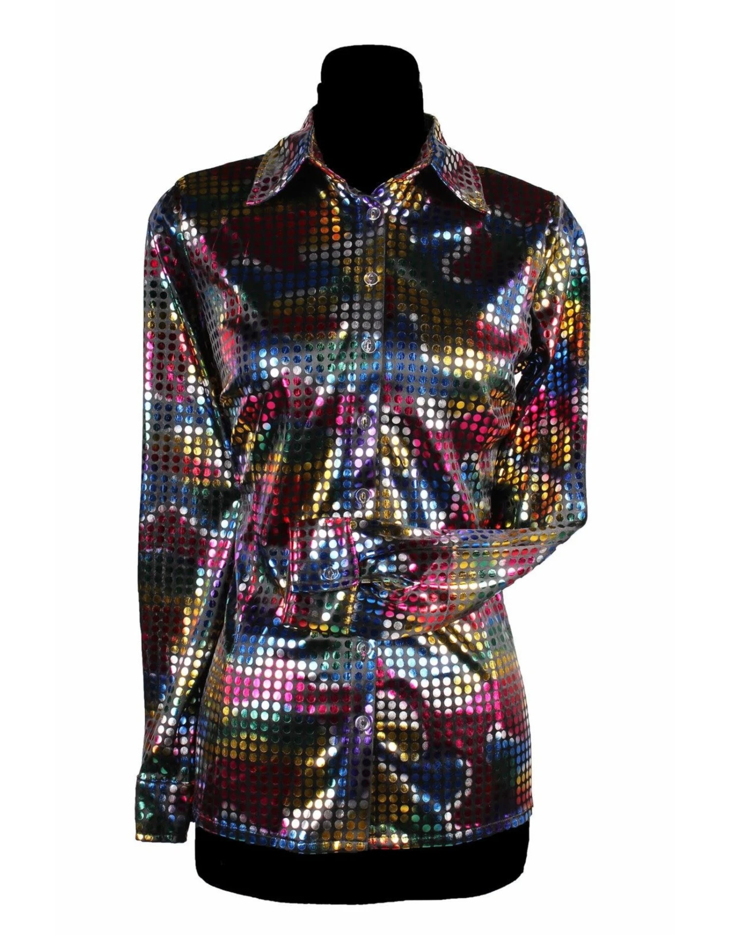 Disco Shirt Dame, Zwart 1 Disco Shirt Dame, Zwart