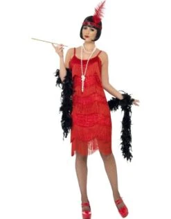Flapper Shimmy Charleston Kostuum, Rood