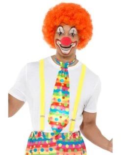 Grote Clown Stropdas,met Neon Strepen En Stippen.