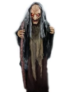 Halloweendecoratie Staande Heks Met Licht En Geluid (153 Cm)