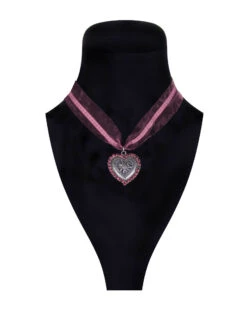 Halsketting Hart Met Strassrand, Roze