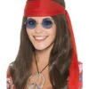 Hippie Chick Set, Bruin, Met Pruik, Bril, Hanger En Haarband
