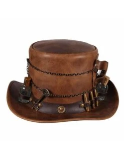 Hoge Hoed Leer "Steampunk Deluxe" , Bruin