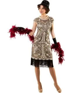 Jurk Met Pailletten, Beige