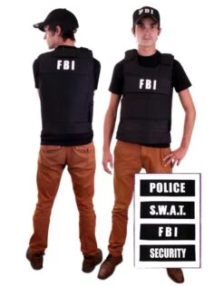 Kogelvrij Vest + 4 Badges (FBI, Security, Police, SWAT) One Size