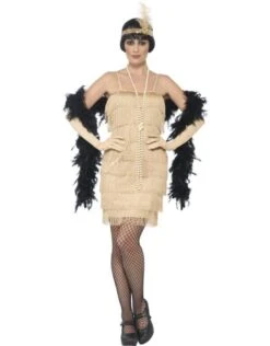 Korte Flapper Charleston Jurk Goud -Vakantie Kledingwinkel korte flapper charleston jurk goud 3