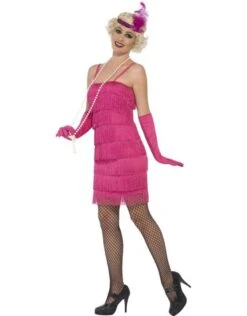 Korte Flapper Charleston Jurk Pink -Vakantie Kledingwinkel korte flapper charleston jurk pink 1