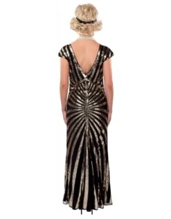 Lange Charleston Jurk Met Pailletten, Goud 5 Lange Charleston Jurk Met Pailletten, Goud -Vakantie Kledingwinkel lange charleston jurk met pailletten goud 2