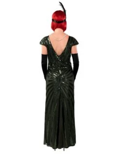 Lange Charleston Jurk Met Pailletten, Groen -Vakantie Kledingwinkel lange charleston jurk met pailletten groen 2