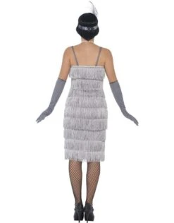 Lange Flapper Charleston Jurk Zilver -Vakantie Kledingwinkel lange flapper charleston jurk zilver 1