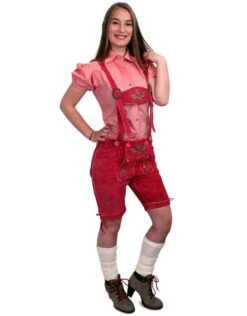 Lederhose Pink Kort Model Dames -Vakantie Kledingwinkel lederhose pink kort model dames 3