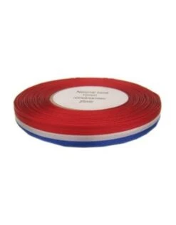 Medaille Lint Rood/Wit/Blauw 25 Meter Op Rol 10 Mm