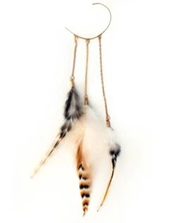 Oorhanger/boogje Met Veren Naturel