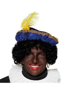 Piet Baret Satijn Met Veer Blauw -Vakantie Kledingwinkel piet baret satijn met veer blauw 3