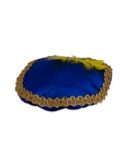 Pietbaret Satijn Met Veer Blauw