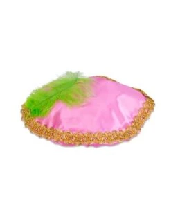 Pietbaret Satijn Met Veer Roze