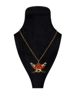 Piratenketting Met Doodskop , Goud-Rood