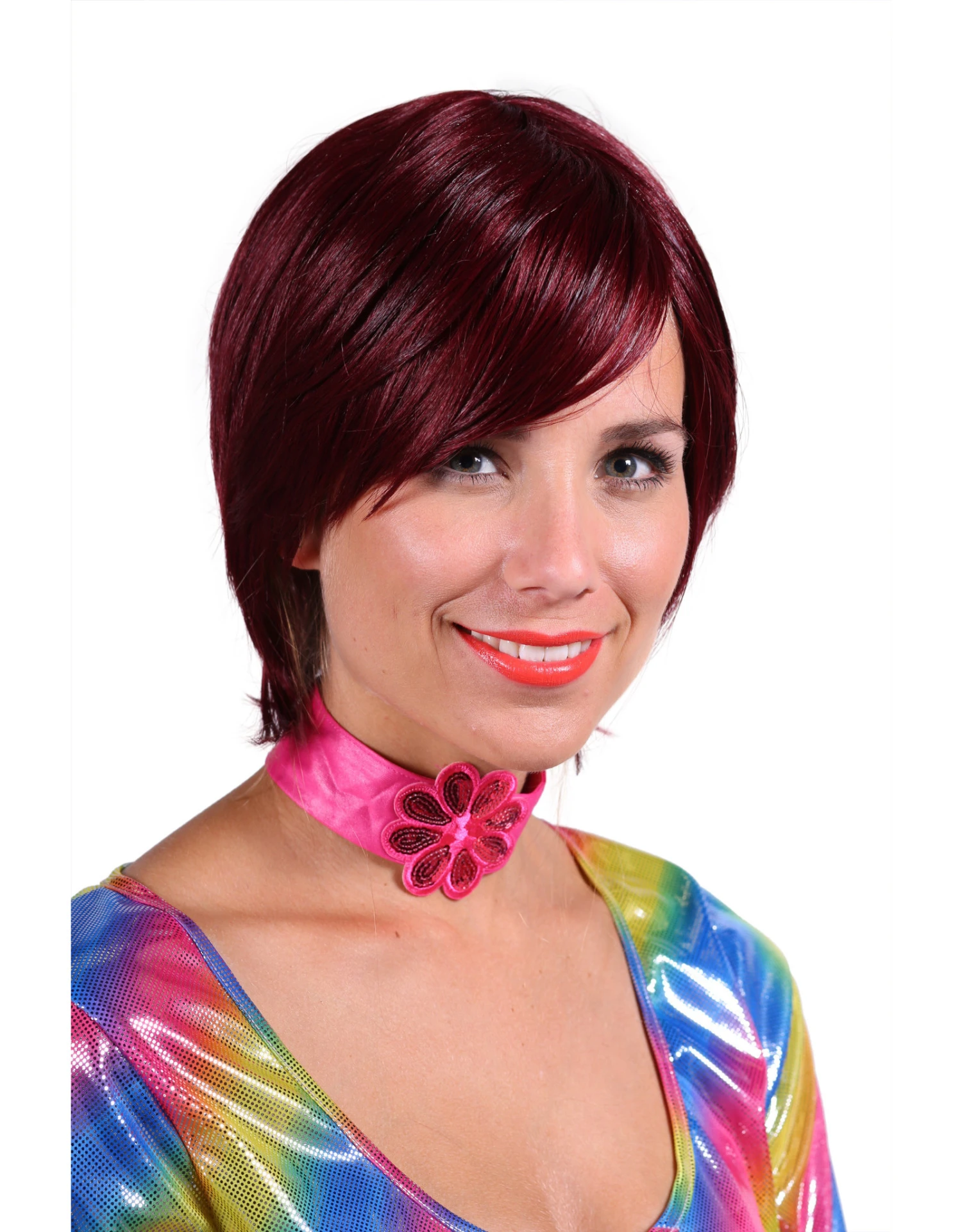 Pruik Luxe Larissa, Donkerrood 1 Pruik Luxe Larissa, Donkerrood