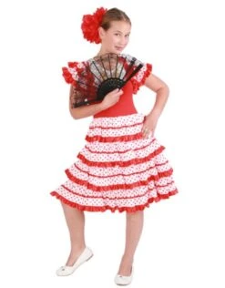 Spaanse Jurk Andalusie Rood/wit