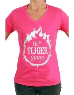 T-shirt Dames Roze "Hey Tijger Grrr"
