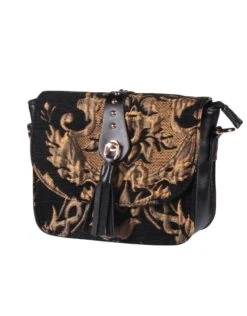 Tasje Deluxe ''Claudia'' Brocaat Goud, Brocaat Zwart/goud, Tasje