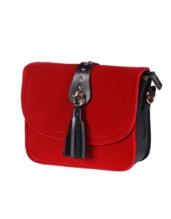 Tasje Deluxe ''Claudia'' Uni, Fluweel Rood, Tasje