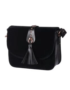 Tasje Deluxe ''Claudia'' Uni, Fluweel Zwart, Tasje