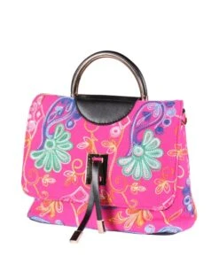 Tasje Deluxe ''Jacky'' Borduur, Borduur Pink, Handtas