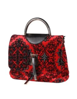 Tasje Deluxe ''Jacky'' Brokaat Zilver, Rood-Zilver, Handtas