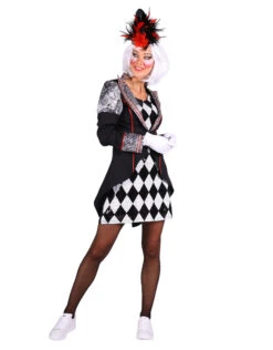 Themakostuum Clown Pierro, Zwart-Zilver 5 Themakostuum Clown Pierro, Zwart-Zilver -Vakantie Kledingwinkel themakostuum clown pierro zwart zilver 2