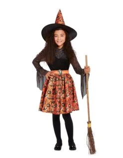 Vintage Heks Kostuum Kind, Oranje