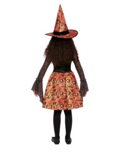 Vintage Heks Kostuum Kind, Oranje -Vakantie Kledingwinkel vintage heks kostuum kind oranje 3