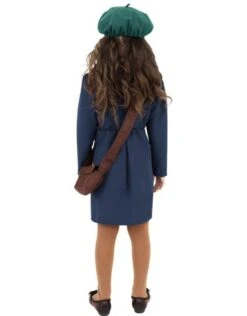 WW2 Evacuee Meisjeskostuum, Blauw -Vakantie Kledingwinkel ww2 evacuee meisjeskostuum blauw 2