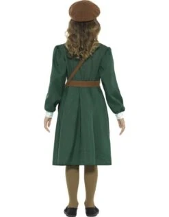 WW2 Evacuee Meisjeskostuum, Groen -Vakantie Kledingwinkel ww2 evacuee meisjeskostuum groen 2
